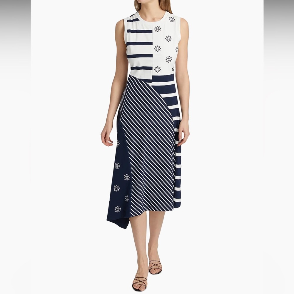 Tanya Taylor Cassidy Mixed Jersey Midi-Dress size medium